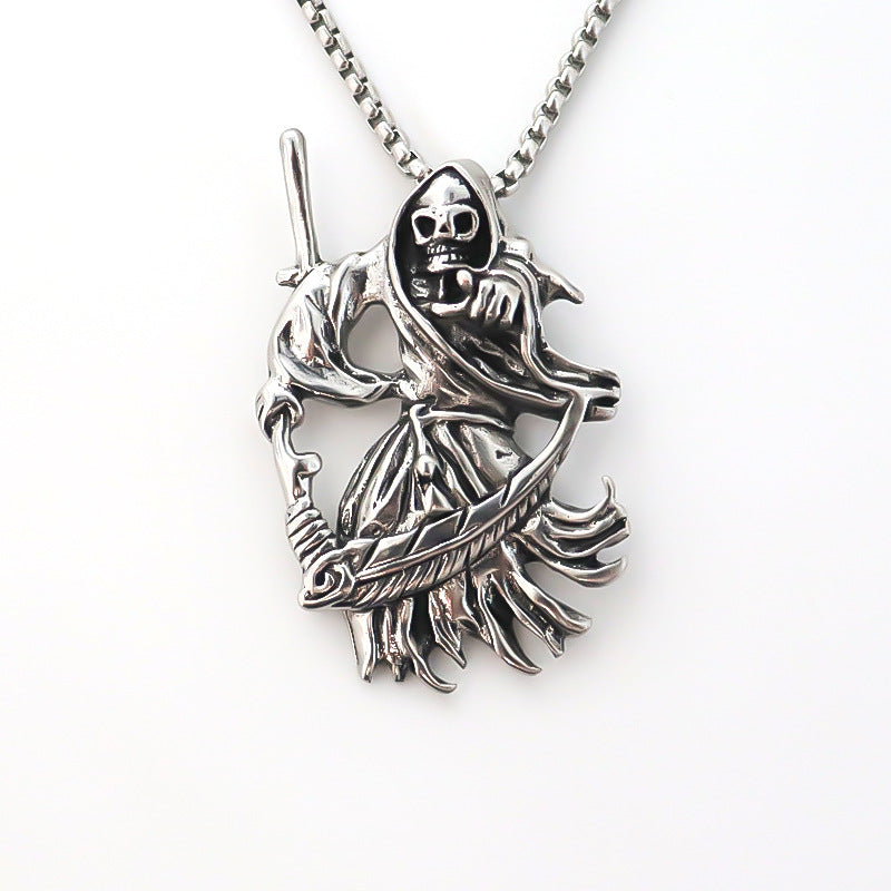 Wholesale skull death pendant vintage  men' s necklace