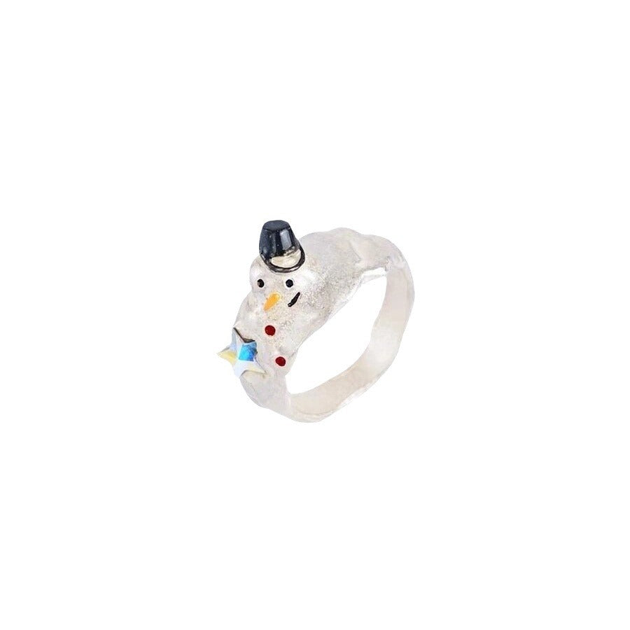 Wholesale Cute Snowman Finger Ring Fashion Personalized Christmas Ring
