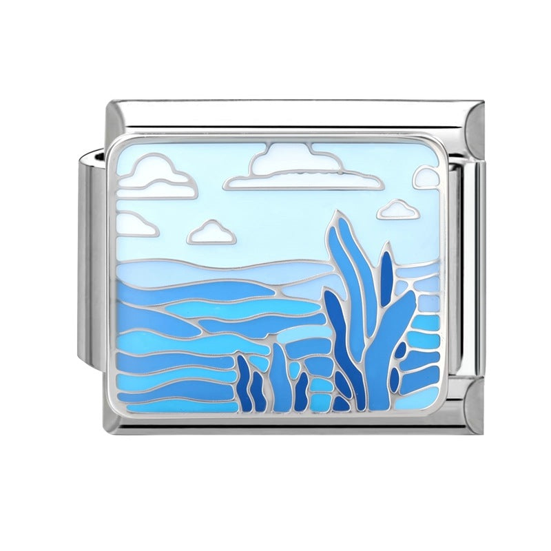 Wholesale 9mm Italian Charm Starter Bracelets DIY Marine Series Stainless Steel Composable Bracelet