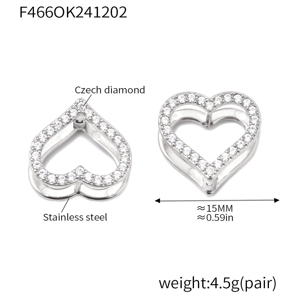 Wholesale  stainless steel double-sided love color zircon earrings