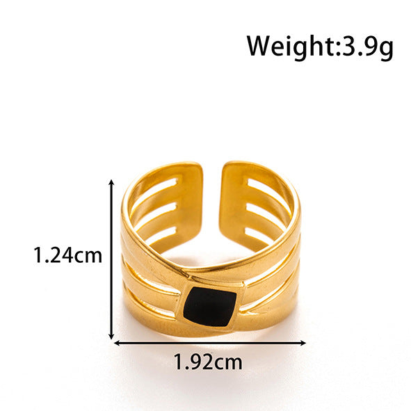 Wholesale Metal Advanced Sense Ginkgo Leaf Opening Titanium Steel Ring