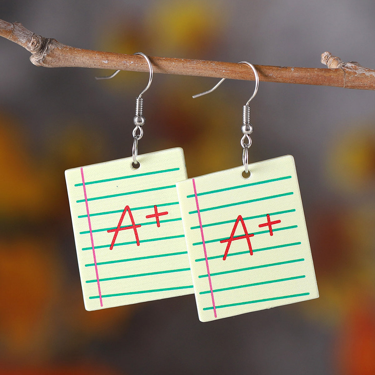 Wholesale  School Season Scissors Pencil ABC Exercise Book Pendant Earrings