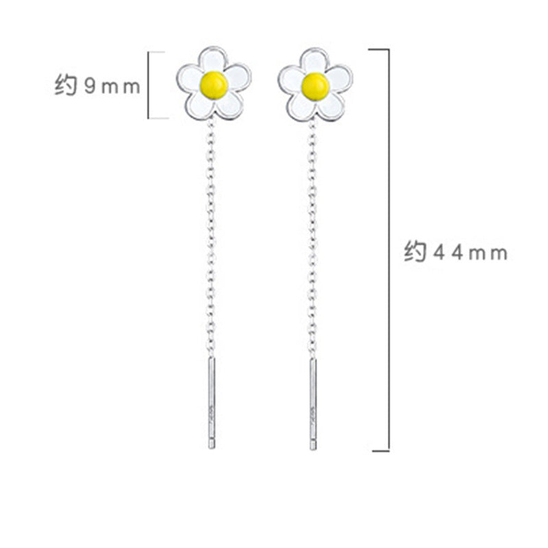 Wholesale  fashion daisy earrings summer fresh flower painting oil ear buckle earrings