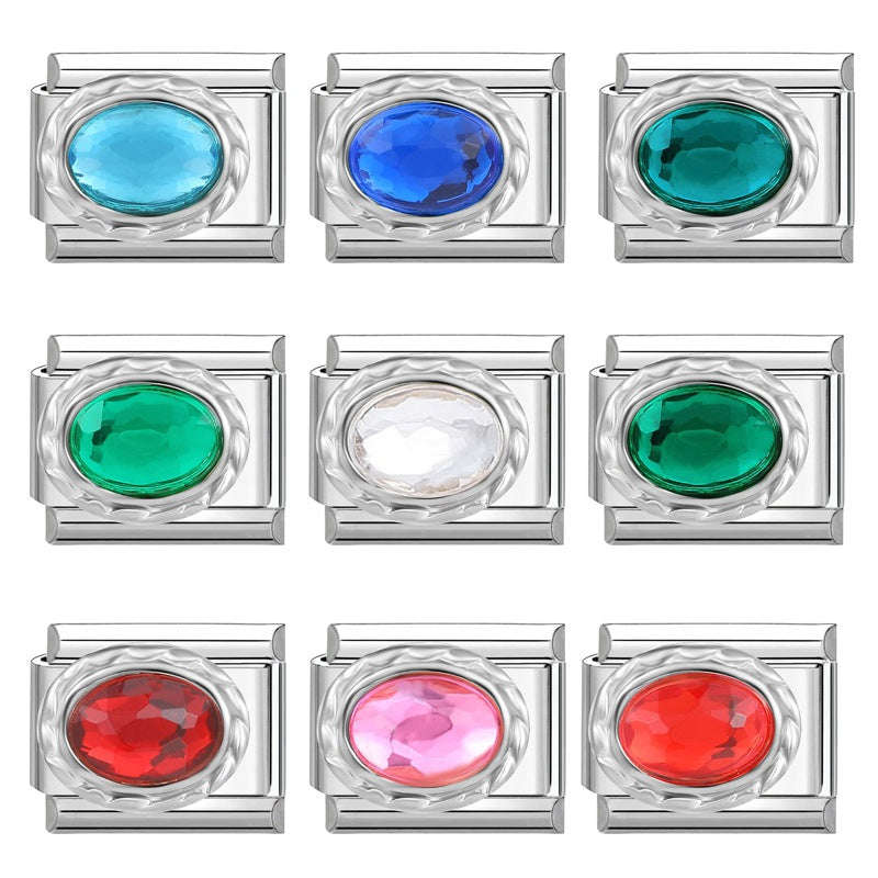 Wholesale 9mm Italian Charm Starter Bracelets DIY Imitation Gemstone Stainless Steel Composable Bracelet