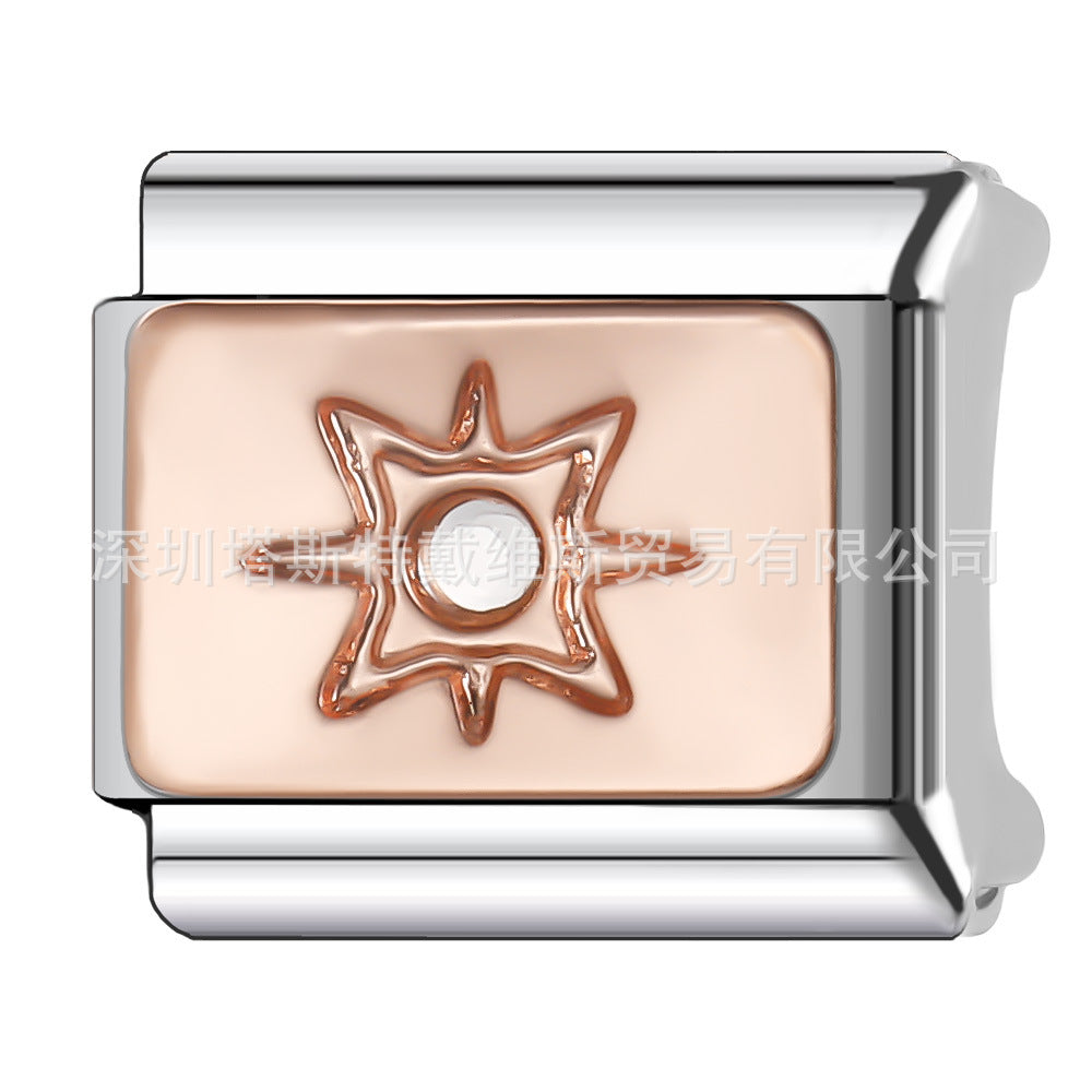 Wholesale  Italian Charm Bracelet 9mm DIY Rose Gold Series Creative Stainless Steel Composable Bracelet