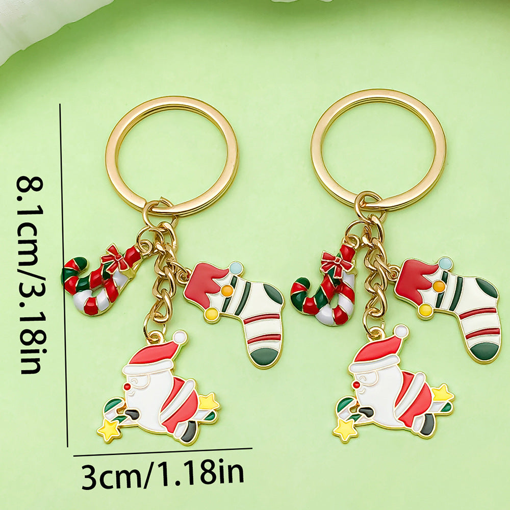 Wholesale Christmas oil drop alloy  snowman bell  keychain
