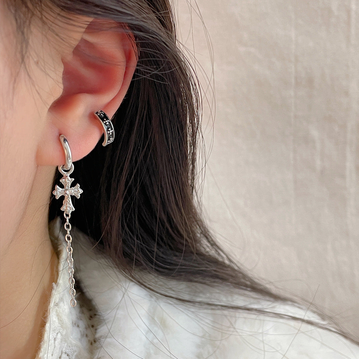 Wholesale Distinctive European and American Style Five-pointed Star Earrings Star Earrings suit Niche Design Sense Earrings Cross Earrings Earrings