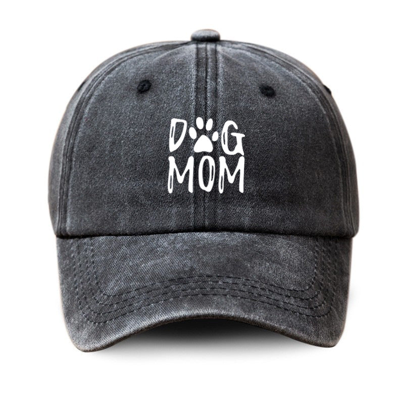 Wholesale Distressed Washed DOG MOM Printed Cotton Baseball Cap Hat Mother's Day ACC-HT-BenDe006