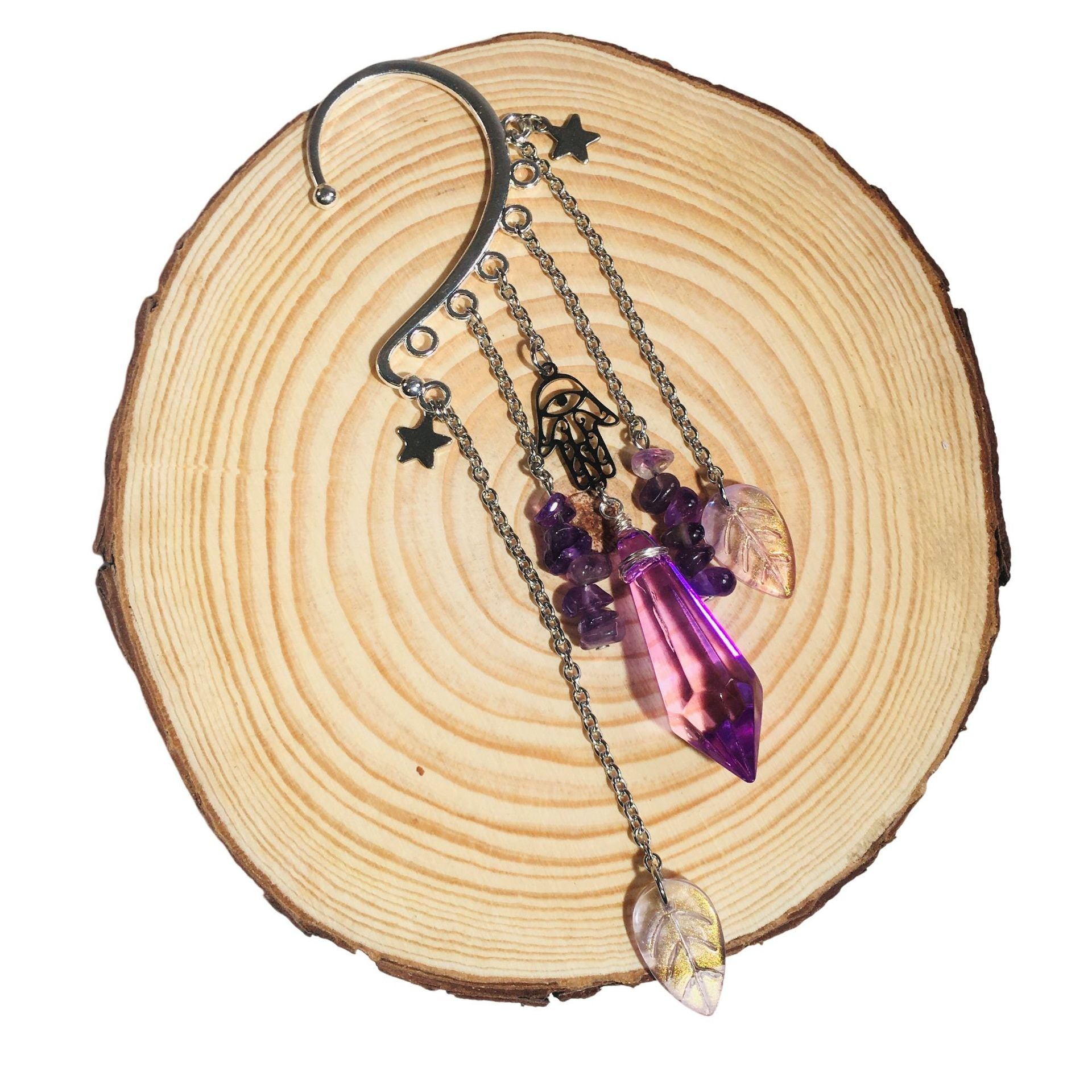 Wholesale Natural Crystal Gravel Elf Holeless Ear Hook Earrings ACC-ES-RongGuan006