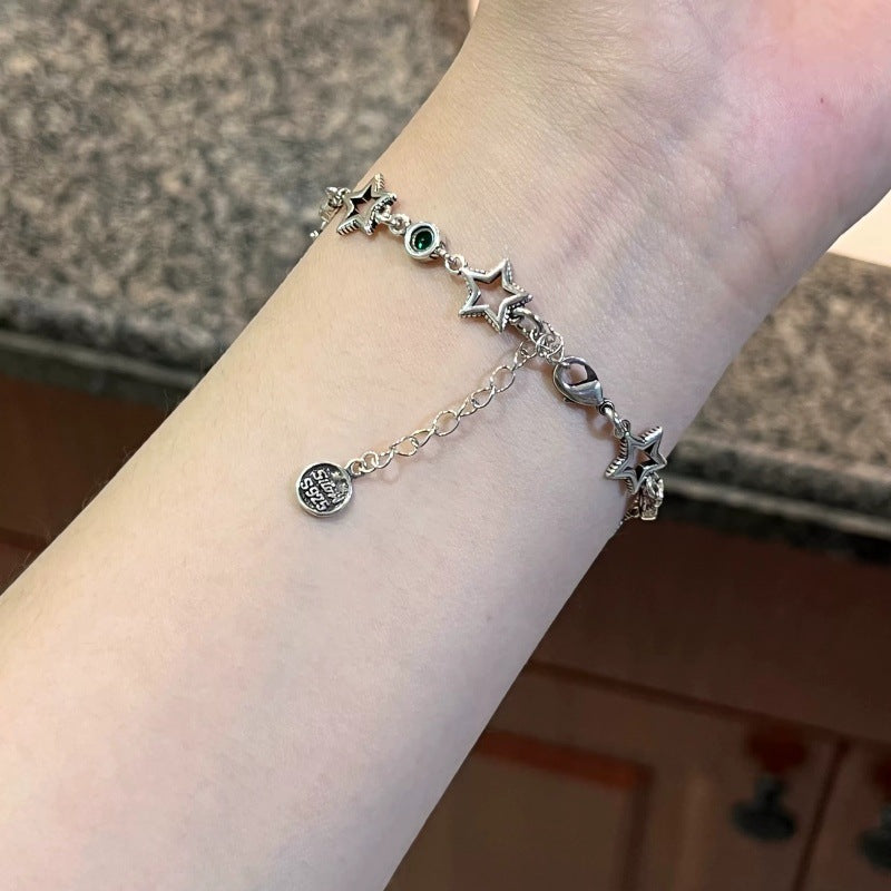 Wholesale Copper Electroplated Five-Pointed Star Bracelet Vintage Y2K Women' s Fashion Accessory