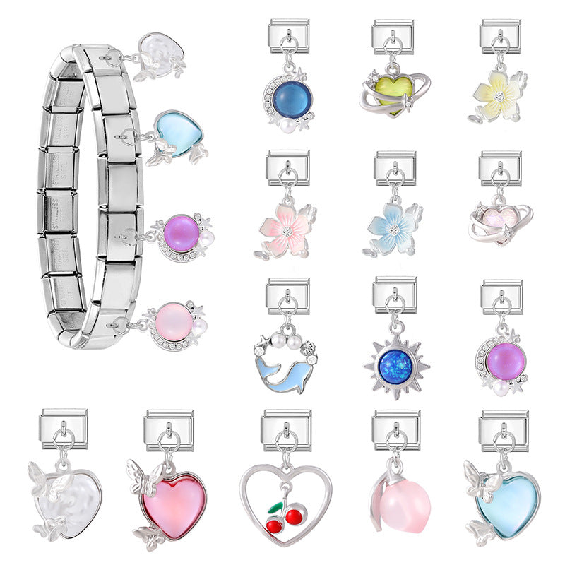 Wholesale Italian Charm Bracelet 9mm DIY  Fresh and Exquisite   Stainless Steel Composable Bracelet