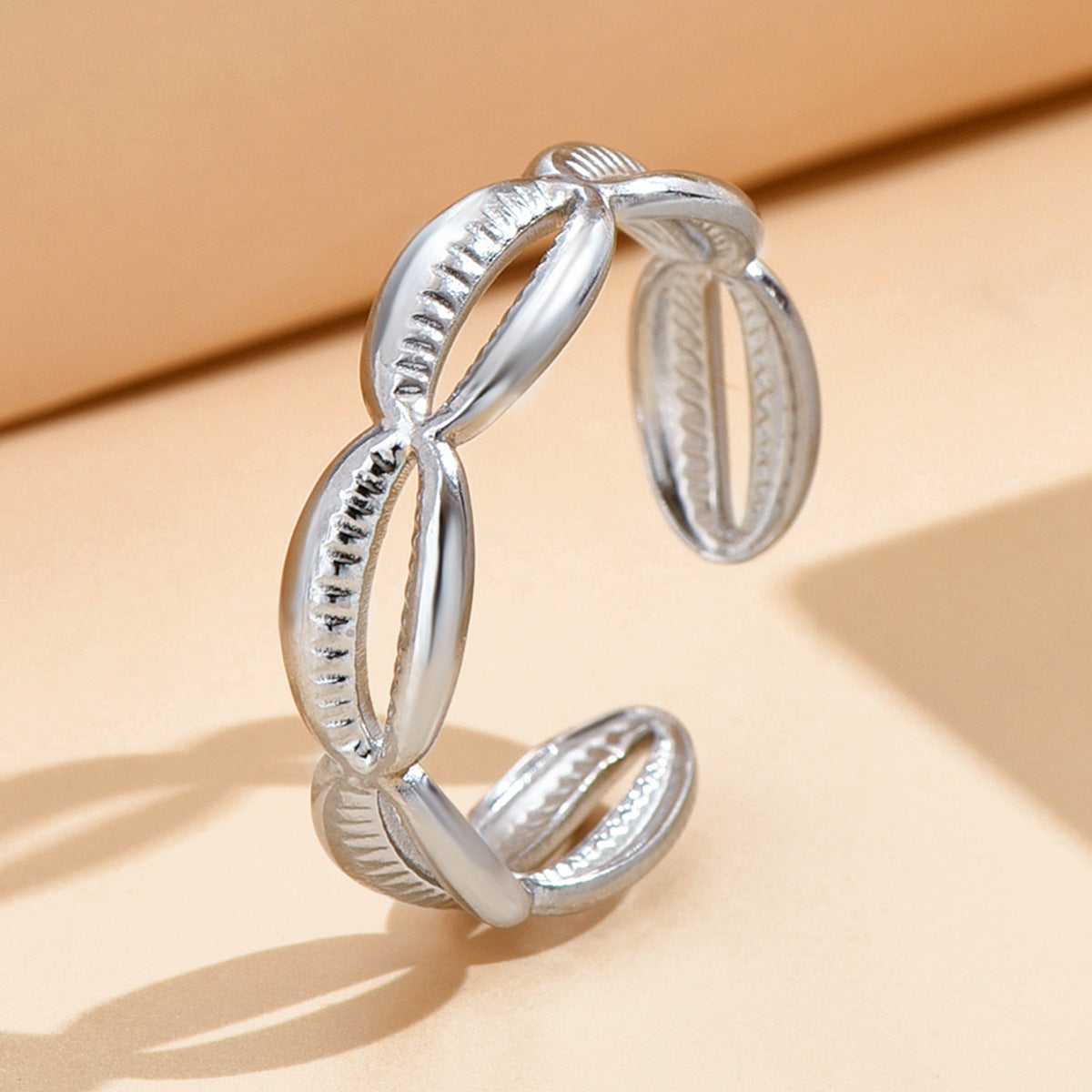 Wholesale Holiday Style Shell Starfish Open Adjustable Stainless Steel Ring ACC-RS-MiYi003