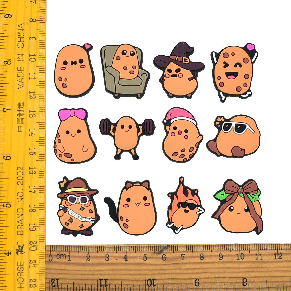 Wholesale Random 100pcs Cute cartoon potato-shaped  PVC Soft Rubber Shoe Buckle Decoration