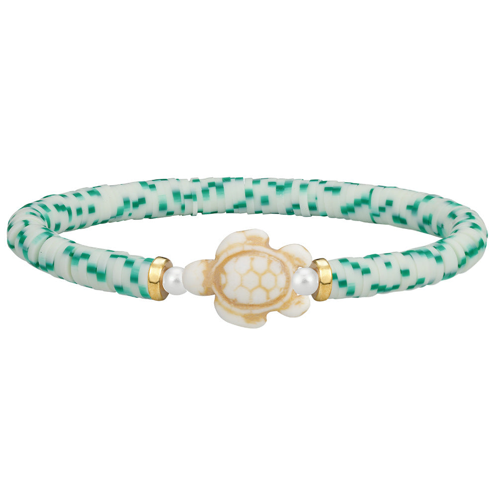 Wholesale polymer clay beaded elastic bohemian style handmade turtle bracelet