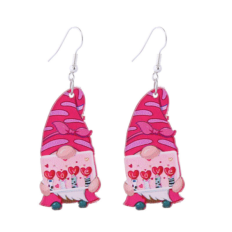 Wholesale Pink Tape Valentine's Day Double Sided Acrylic Earrings ACC-ES-ChouT005