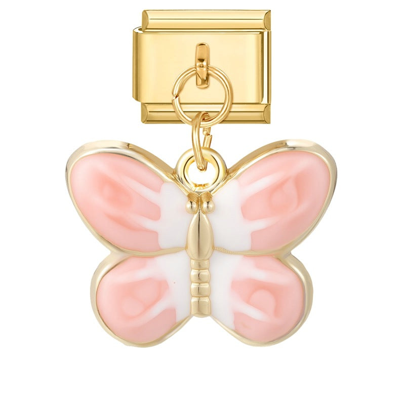 Wholesale New Color Creative Butterfly DIY Gold Pendant Module Jewelry Personalized Retro Handmade Craft Bracelet Accessories