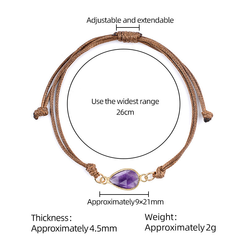 Wholesale Adjustable Woven Tiger Eye Stone Teardrop Bracelet Fashion Accessory Gift