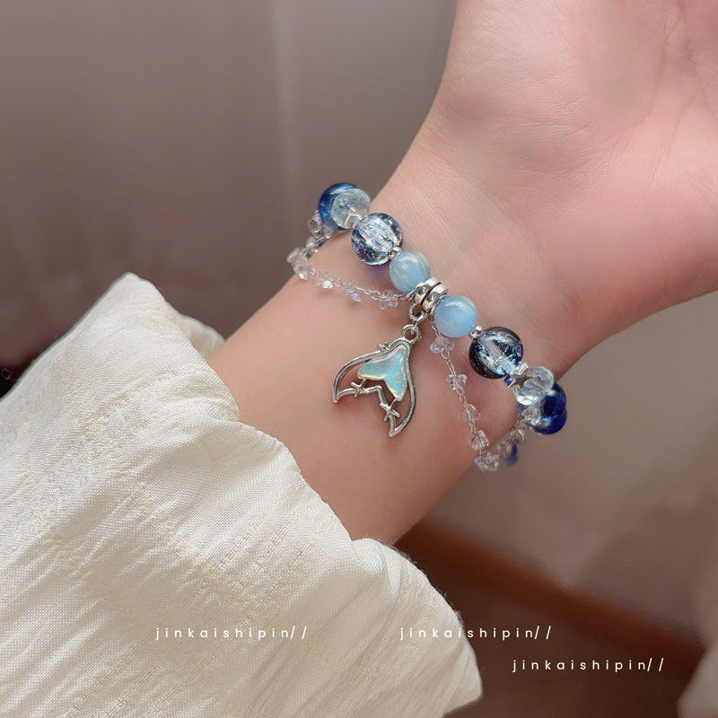 Wholesale Blue Fish Tail Beaded Tassel Bracelet