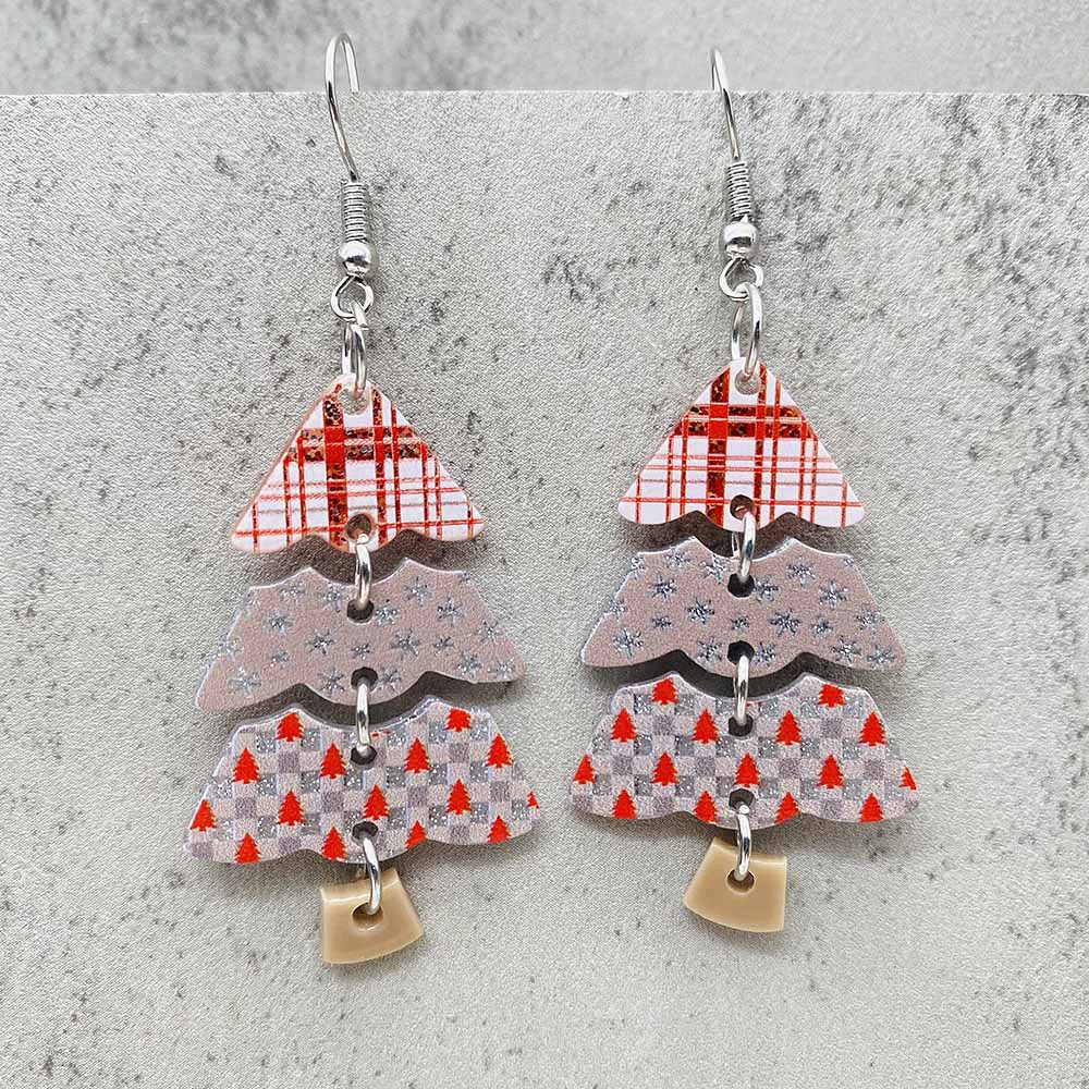 Wholesale Christmas Stitching Christmas Tree Acrylic Earrings ACC-ES-ChenY064