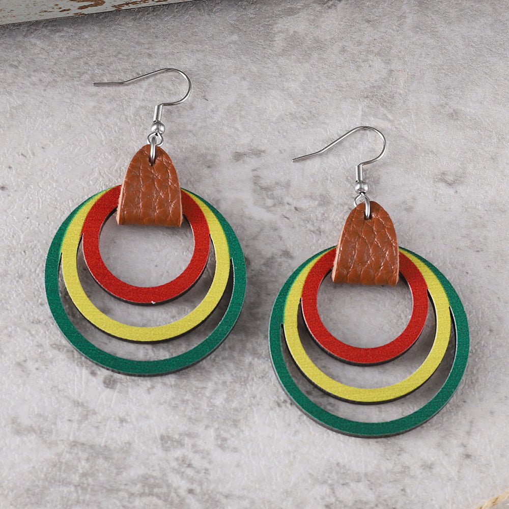 Wholesale Bohemian hoop hollow drop earrings