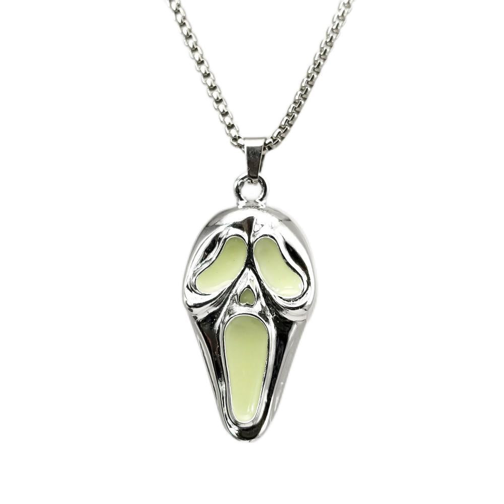 Wholesale Halloween skull luminous mask pendant  necklace