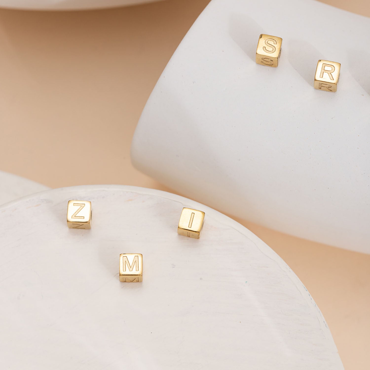 Wholesale 26 English Alphabet Accessories Geometric Stainless Steel Gold Sugar Jewelry Accessories