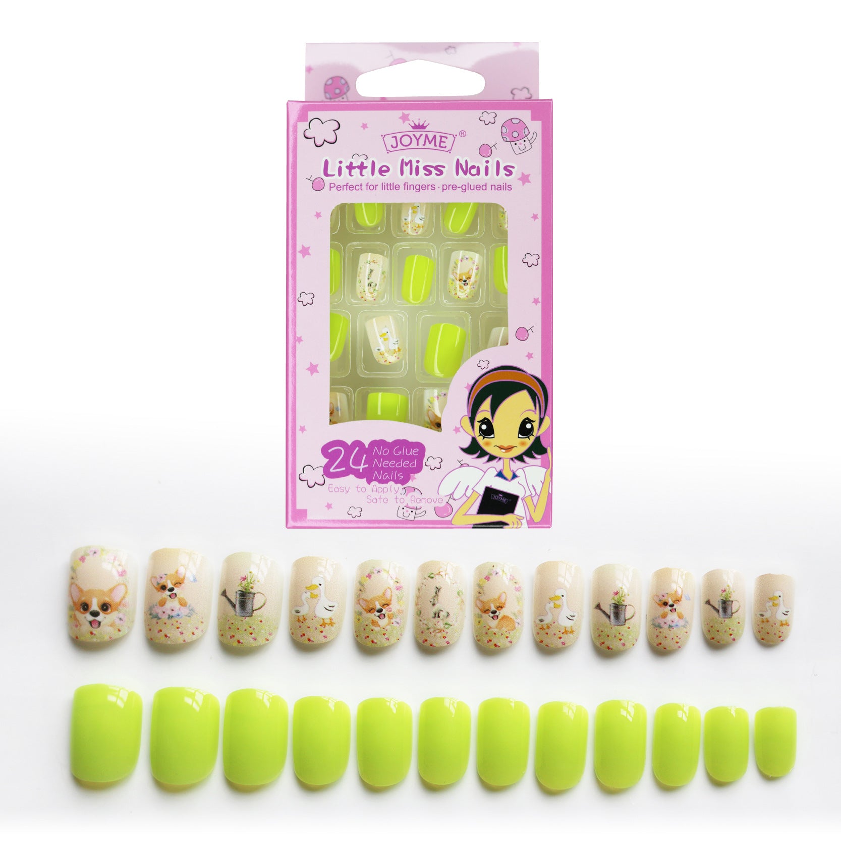 Wholesale of 24 Pieces of Children's Cartoon Cow Print Press on Nails Kits with Adhesive Nail Polish ACC-NS-XKQ010