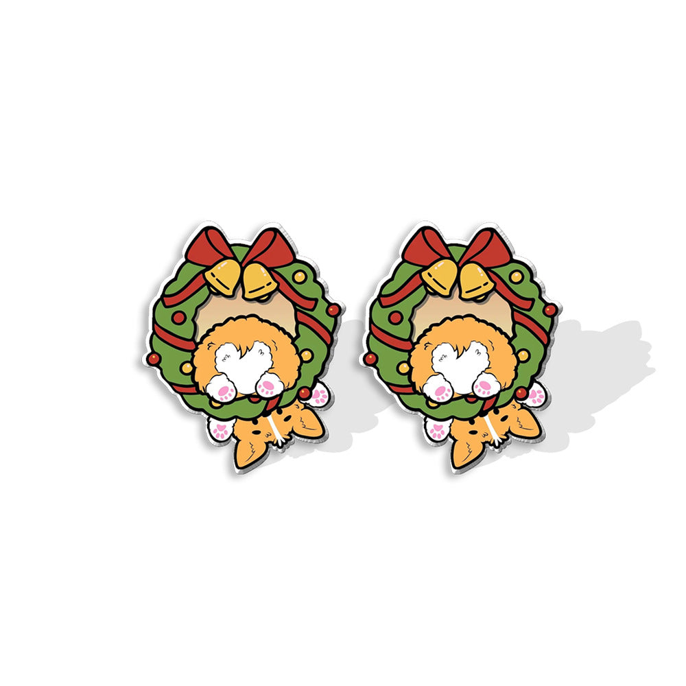 Wholesale Christmas Wreath Bow Resin Earrings Ear Studs ACC-ES-XiangLian012