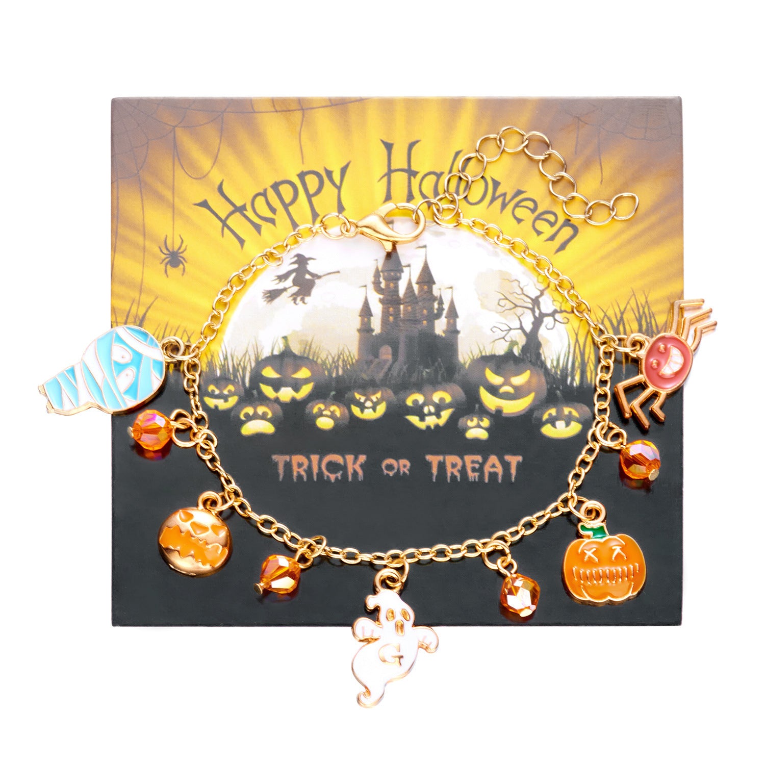 Wholesale Alloy Electroplated  Bracelet with Pumpkin Bat  Web Ghost Pendants - Stylish Jewelry Accessory for Unisex