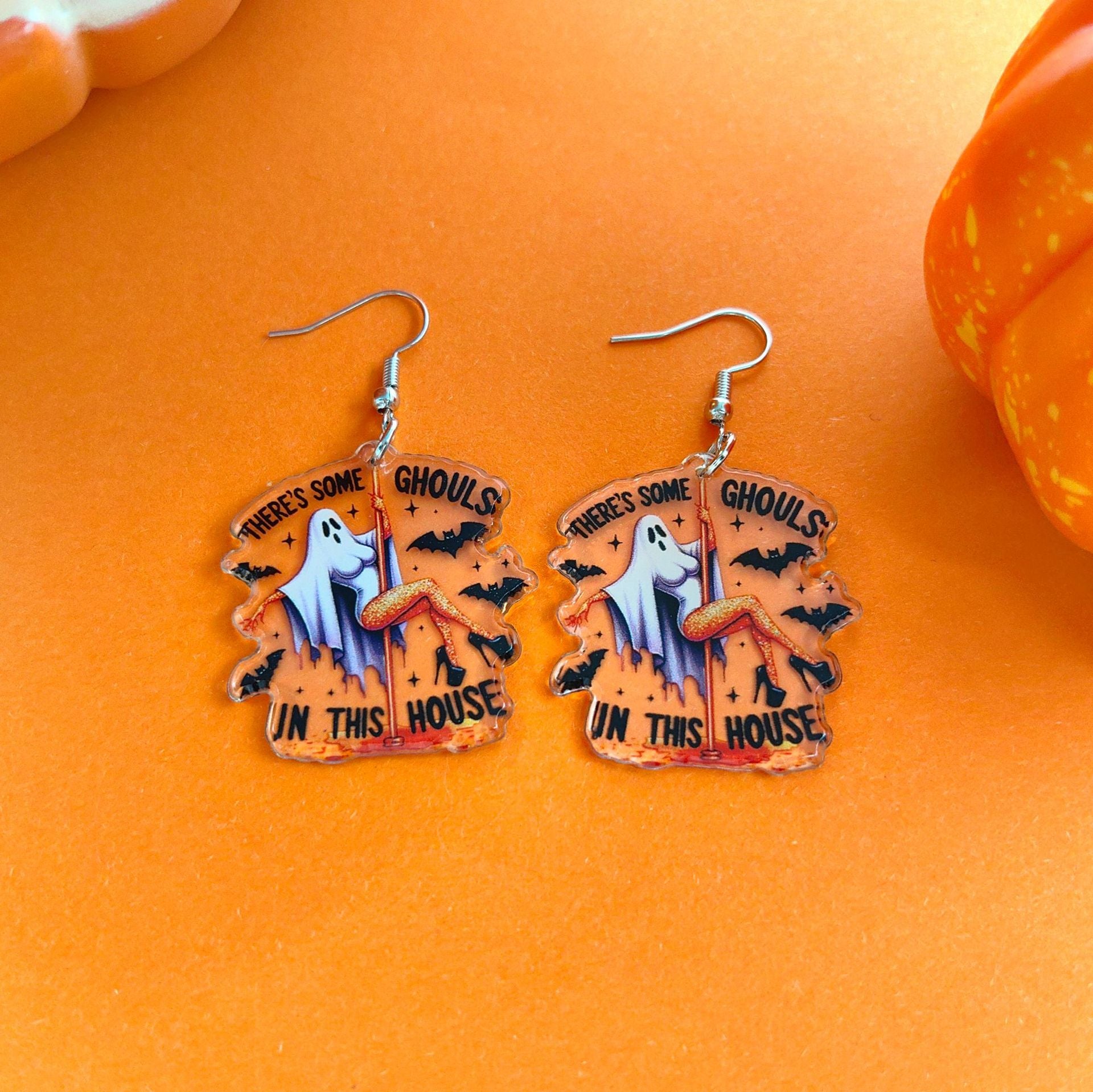 Wholesale Halloween Pumpkin Grim Reaper Bat Acrylic Earrings ACC-ES-Xizhao001