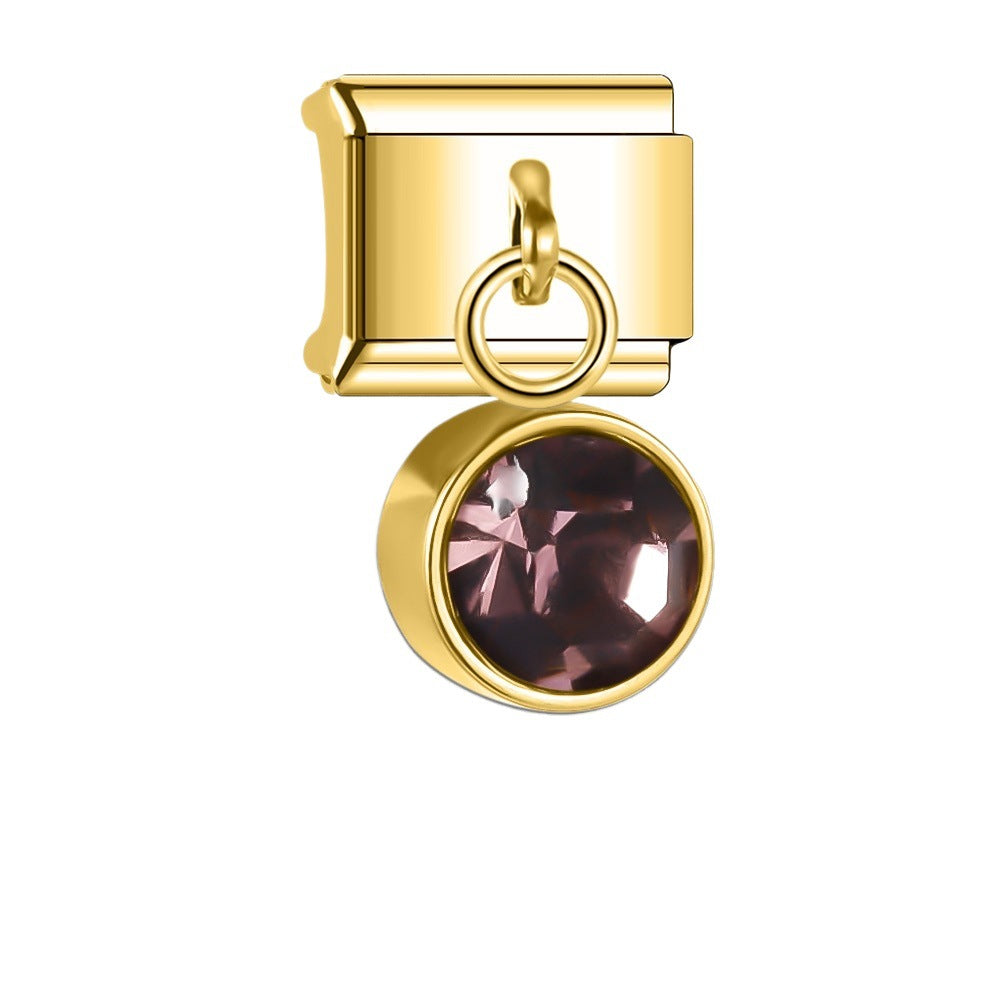 Wholesale Italian Charm Bracelet 9mm DIY Splicing Gemstone Pendants Stainless Steel Composable Bracelet