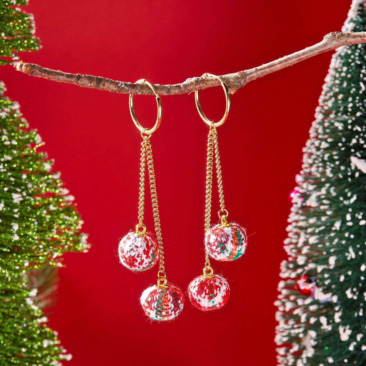 Wholesale Christmas pom-pom tassel earrings