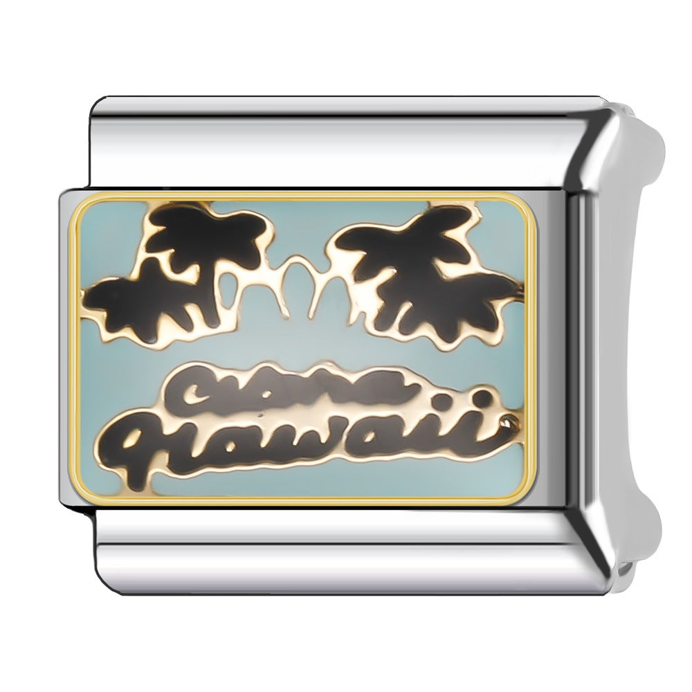 Wholesale Italian Charm Bracelet 9mm DIY Splicing National Tourism Scenic Logo Stainless Steel Composable Bracelet