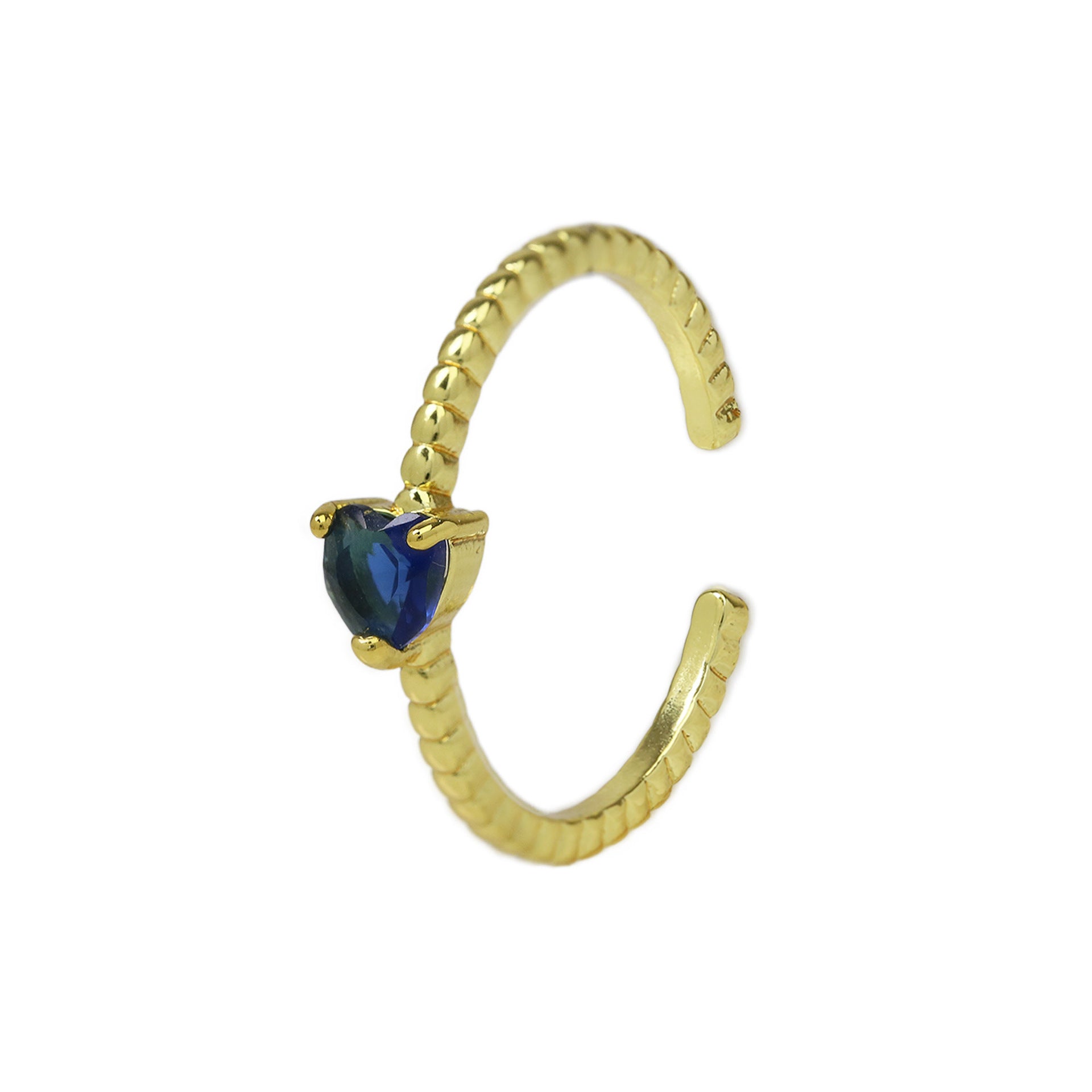 Wholesale brass color zirconium love heart-shaped ladies open ring