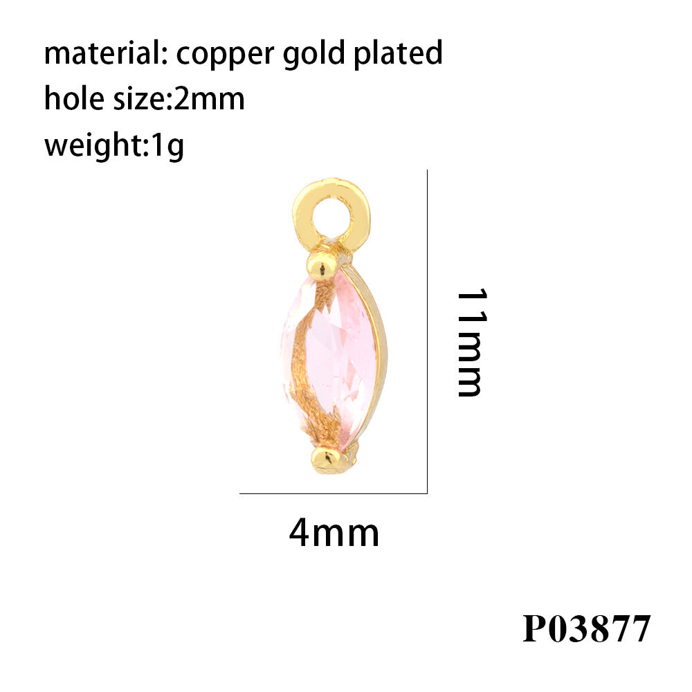 Wholesale 18K gold-plated micro-inlaid zircon colorful geometric marquise pendant