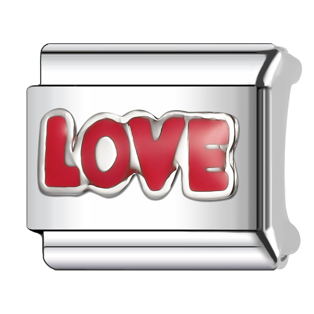 Wholesale Italian Charm Bracelet 9mm DIY Splicing Stainless Steel Wedding Couple Anniversary Cartoon Composable Bracelet