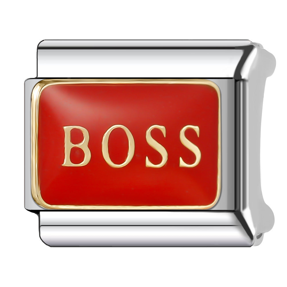 Wholesale Italian Charm Bracelet 9mm DIY Splicing English Series Stainless Steel Composable Bracelet