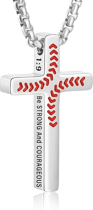 Wholesale Stylish Baseball Cross Necklace Stainless Steel Pendant Fashion Accessory for Men Gift Resale