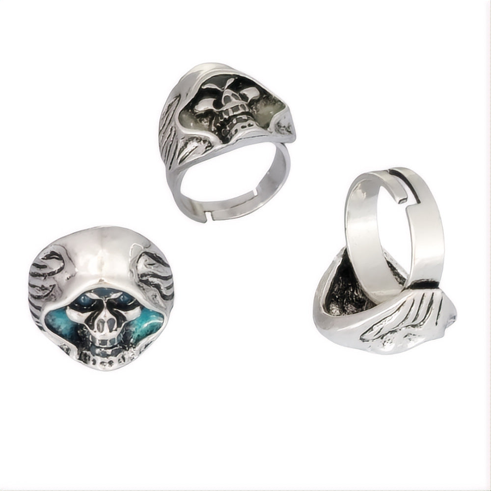Wholesale  Zinc Alloy Luminous Ring  Retro  Skull Ghost Head Ring
