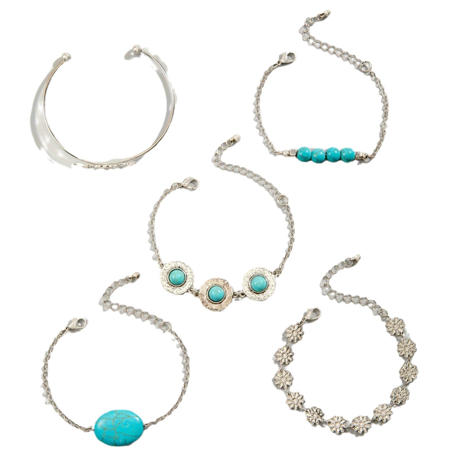 Wholesale Bohemian Turquoise Flower Bracelet Set