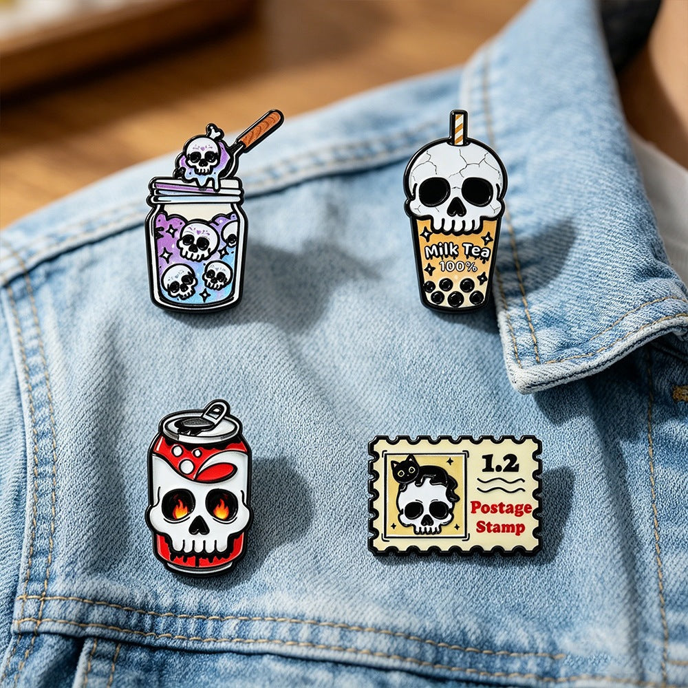 Wholesale  Skull Pumpkin Metal Pin Brooch Dark Style Decorative Jewelry Accessory For Party Gift