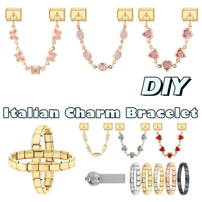 Wholesale Love Butterfly Stainless Steel DIY Bracelet Charms Plated Colorful Fashion Accessory For Jewelry Making