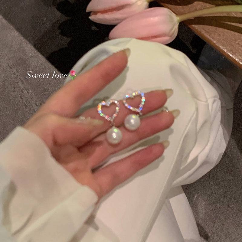 Wholesale Real Gold Silver Needle Zircon Pearl Earrings