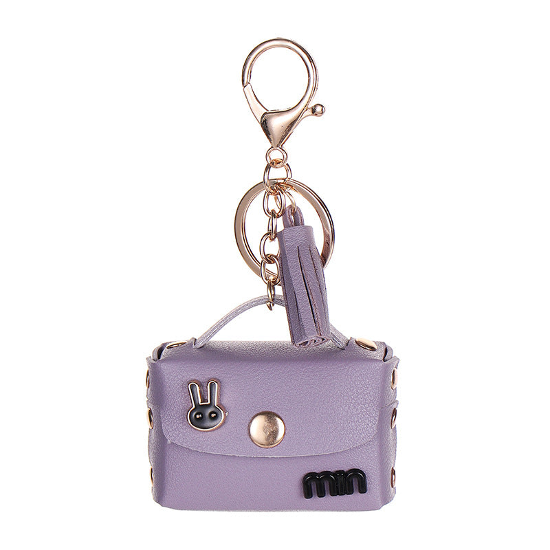 Wholesale  Leather Earphone Storage Bag Third Generation Bluetooth Earphone Case Wireless Keychain