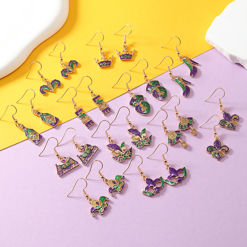 Wholesale Carnival Earrings Glittering Iris Mask Umbrella Dangles