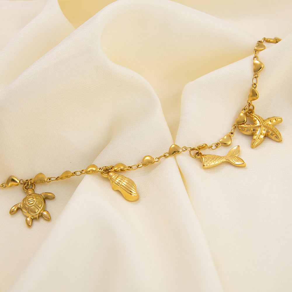 Wholesale Stainless Steel Bracelet Electroplated 18K Gold Anklets Bracelet ACC-AS-YuHui001