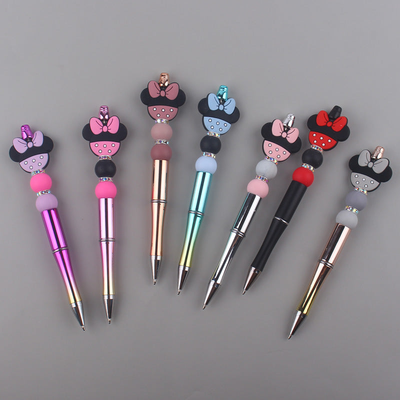 Wholesale  beaded pen DIY creative cartoon animal silicone teether handmade beaded pen