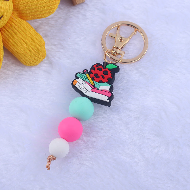 Wholesale Cartoon Teacher Books Apple Silicone Beaded Keychain ACC-KC-GuangTian009