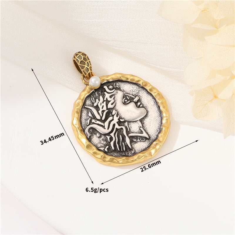 Wholesale Copper Greek Roman Retro Figure Pendant Necklace Fashion Accessory for Boutique Resale