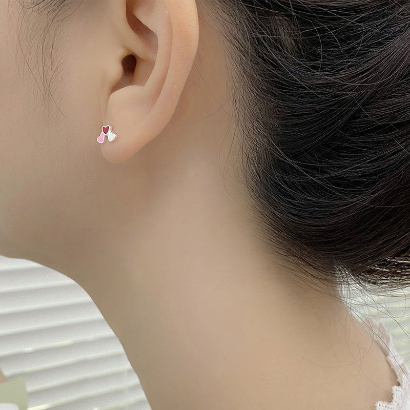 Wholesale S925 Sterling Silver Red Cute Valentine's Day Earrings